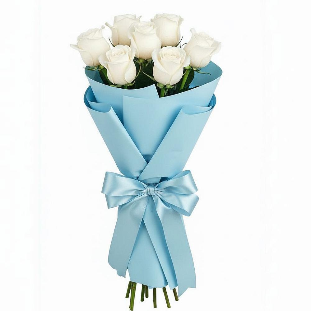 Букет 7 белых роз Проуд в Мысхако
