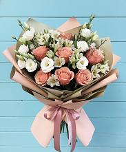 Букет цветов из:  Розы, Альстромерии и Лизиантусы #REPLACE_PRED# Мысхако