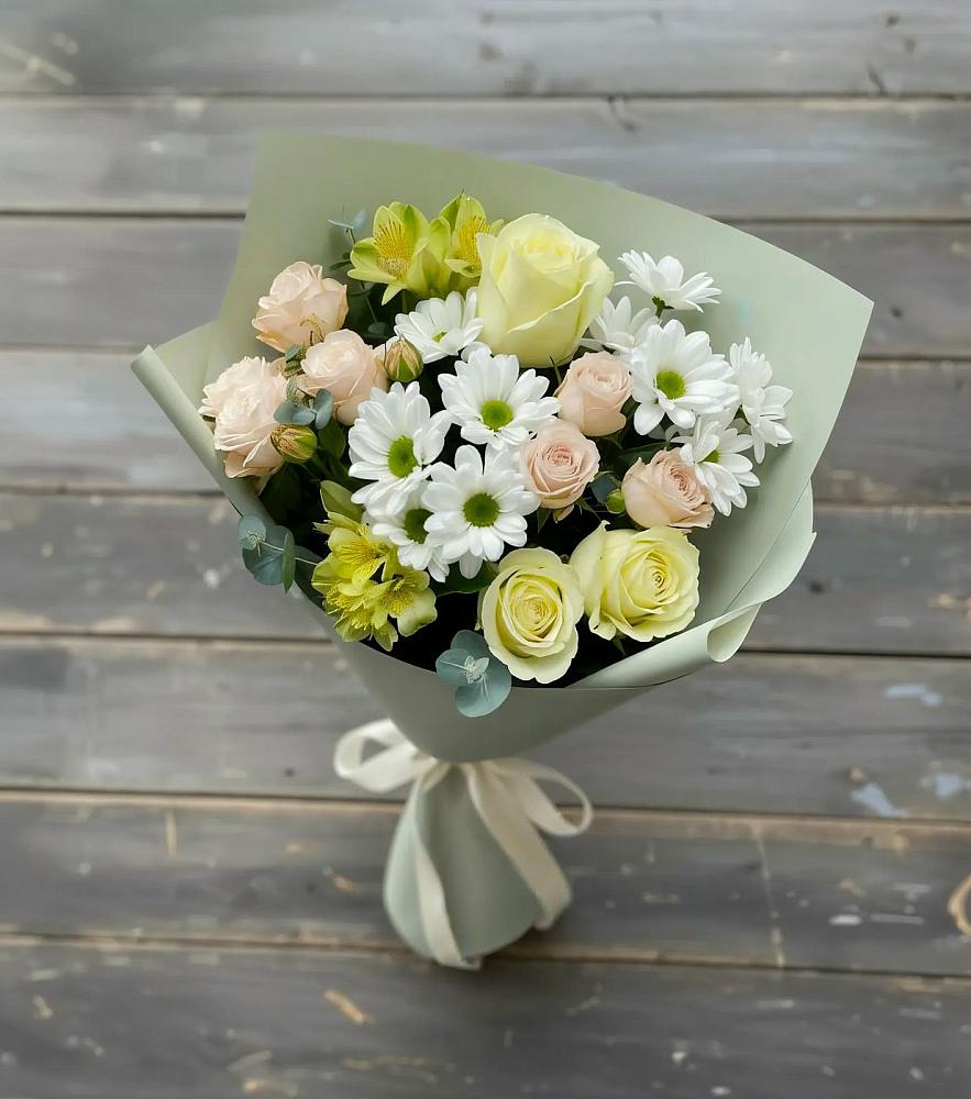 Букет цветов из: Альстромерии, Розы и Хризантемы в Мысхако