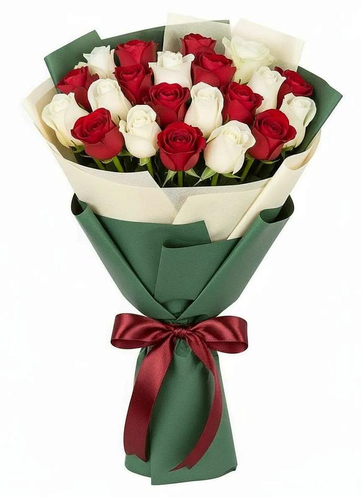 Букет Микс из красных и белых роз в Мысхако