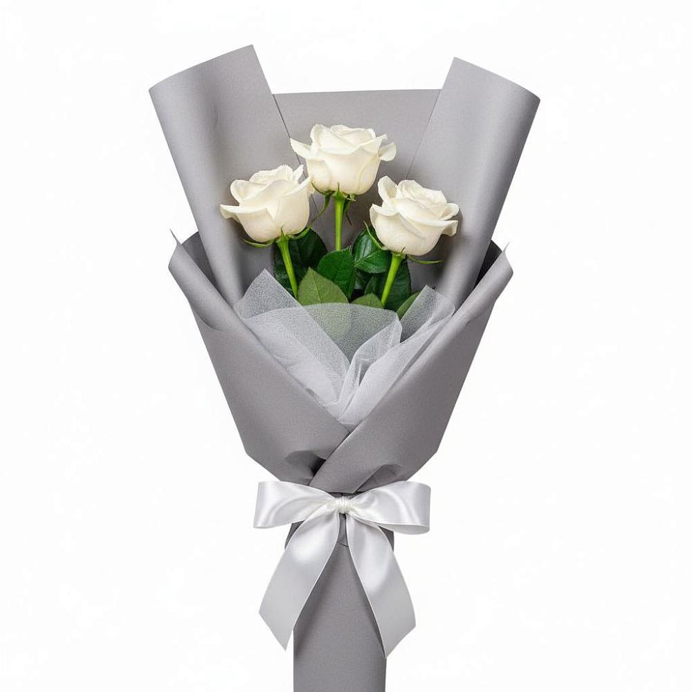 Букет 3 белые розы в Мысхако