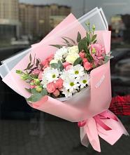Букет цветов из:  Розы, Лизиантусы и Хризантемы в Мысхако