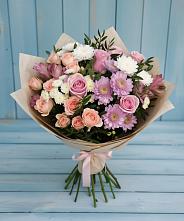 Букет цветов из:  Хризантемы, Розы и Альстромерии в Мысхако